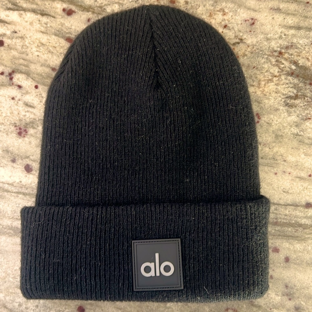 ALO black fold-over beanie